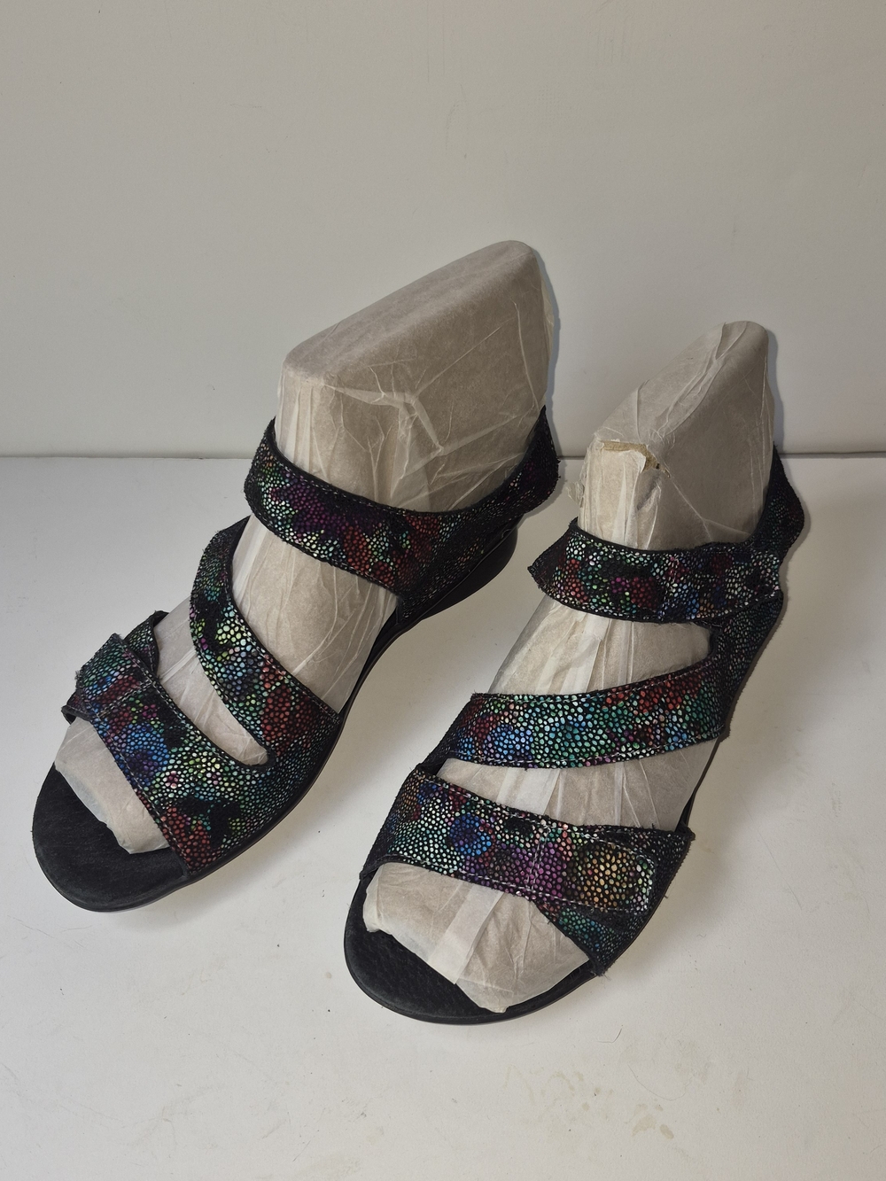Spring Step Black Multi-Color Strappy Sandals